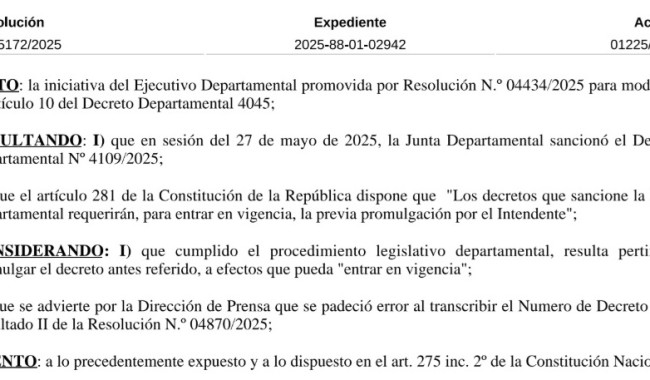 Resolución IDM 5172/2025: deja sin efecto resolución anterior y promulga Decreto 4109/2025