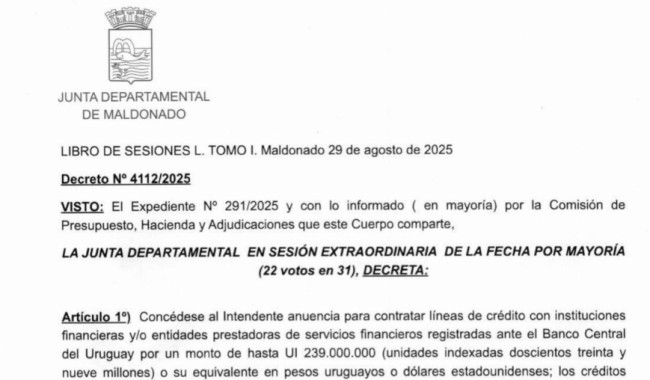Decreto 4112/2025: autoriza al intendente a contratar líneas de crédito