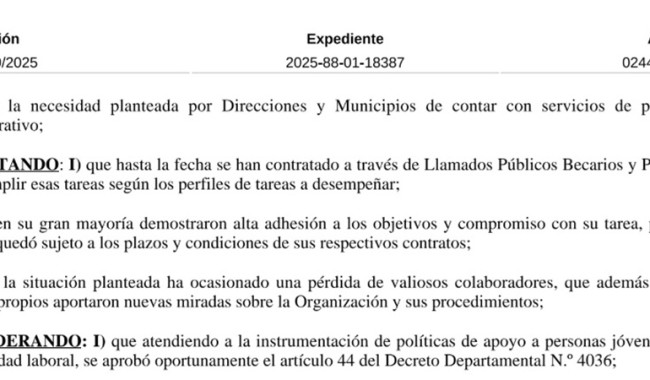 Resolución IDM 09989/2025: llamado para administrativos
