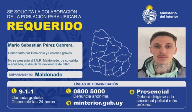 Hombre que cumplía condena por homicidio no se presentó tras una salida transitoria: policía pide colaboración para ubicarlo