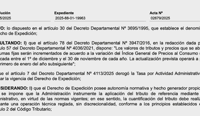Resolución IDM 10995/2025: cuantía del Derecho de Expedición
