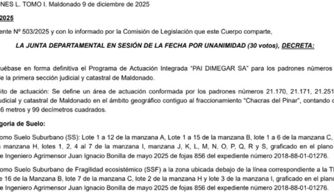 Decreto 4116/2025: aprobación definitiva del PAI DIMEGAR SA