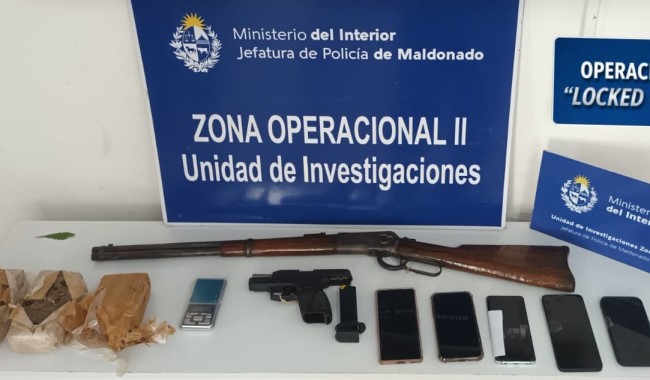 policia Maldonado, operacion Locked Cat, gato encerrado, Cerro Pelado, Jefatura Maldonado, armas, motos, hurto, drogas