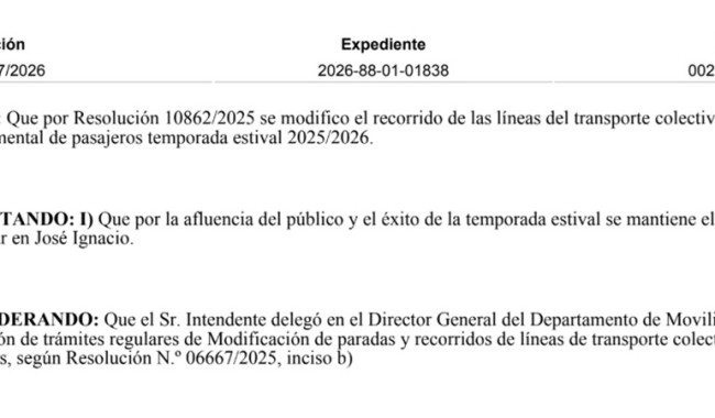 Resolución IDM 00897/2026: modificación del recorrido de las líneas del transporte colectivo departamental de pasajeros Balneario Faro José Ignacio