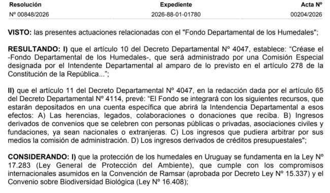 Resolución IDM 00848/2026: "FONDO DEPARTAMENTAL DE LOS HUMEDALES"