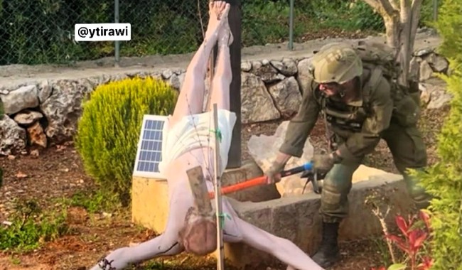 Israel, Jesús, Líbano, estatua, profanación