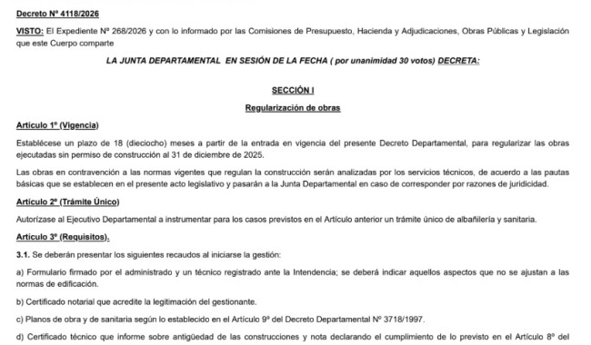 Decreto 4118/2026: regularización de obras ejecutadas sin permiso de construcción