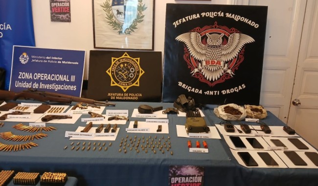 operacion Vertice, Jefatura Maldonado, Victor Trezza, Policia Maldonado, Fiscalia, drogas, estupefacientes, narcotrafico, incautacion, armas, Maldonado, operacion Recaer, San Carlos, Brisas del Monte, Cristian Hornos Brustt