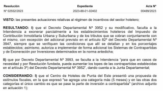 Resolución IDM 02552/2023: envío a la Junta de proyecto de Decreto Departamental relativo a la adecuación de incentivos a la industria hotelera