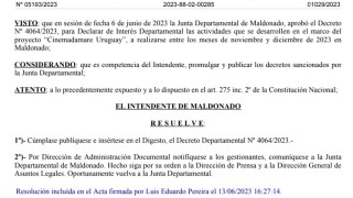 Resolución 05193/2023: promulgación de Decreto 4064, declaratoria de interés departamental