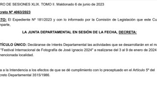 Decreto 4063/2023: declaratoria interés departamental, Festival Internacional de Fotografía de José Ignacio 2024