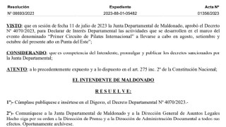 Resolución IDM 06693/2023: promulga Decreto de declaratoria de interés departamental para Primer Circuito de Pilates Internacional