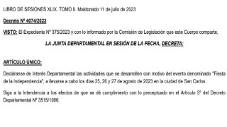 Decreto 4074/2023: declaratoria de interés departamental para evento "Fiesta de la Independencia"
