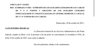 SCJ, suprema corte de justicia, juzgados san carlos, supresión, acordada, Colegio Abogados Maldonado, CADM, Rodrigo Blas, Federico Casaretto, Diego Echeverria, Sebastian Cal, Eduardo Antonini, juzgados letrados multimateria