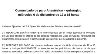 Médicos realizarán paro en rechazo a veto presidencial por Casa de Galicia