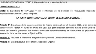 Decreto 4088/2023: Exoneración de la tasa de contralor de higiene ambiental Punta Shopping