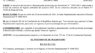 Resolución IDM 11148/2023: promulga Decreto 4088 sobre exoneraciones de tasa de higiene a comercios de Punta Shopping