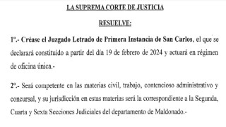 San Carlos vuelve a tener juzgado letrado
