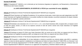 Decreto 4097/2024: modificación de artículos de varios decretos departamentales