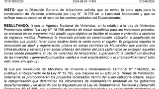 Resolución IDM 7398-24: Reglamentar zonas aptas para la construcción de vivienda promovida por Ley 18795
