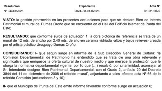 Resolución IDM 04443/2025: se declara de interés patrimonial el mural de Dumas Oroño en el edificio Islamar