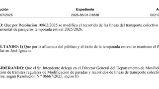 Resolución IDM 00897/2026: modificación del recorrido de las líneas del transporte colectivo departamental de pasajeros Balneario Faro José Ignacio