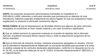 Resolucion 04494/2026, vehiculos a remate, IDM