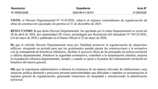 Resolución IDM 05583/2026: Régimen extraordinario de regularización de obras de construcción