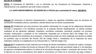 Decreto 4125/2026: facilidades para deudores de contribución inmobiliaria y demás tributos que se cobran conjuntamente