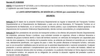 Decreto 4126/2026: Transporte Turístico Departamental